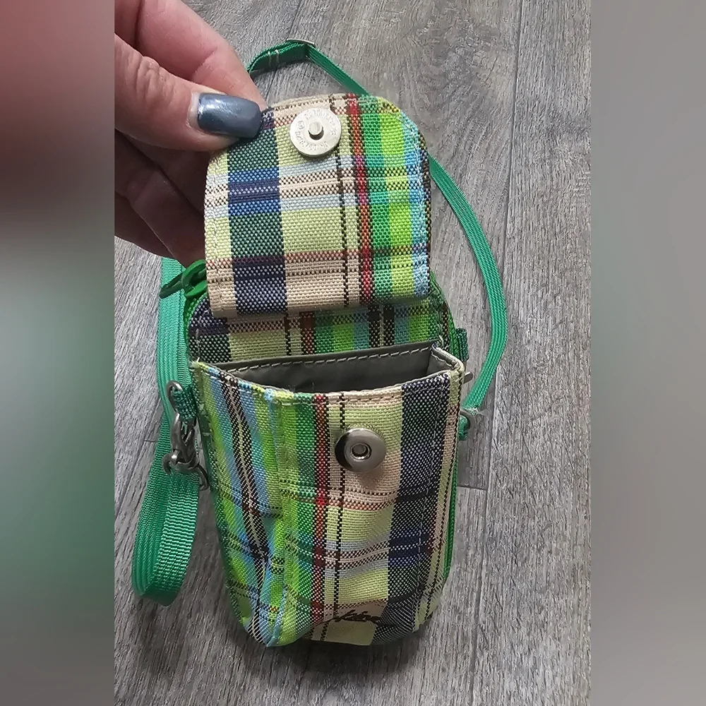 Dakine Green Plaid Crossbody Wallet
